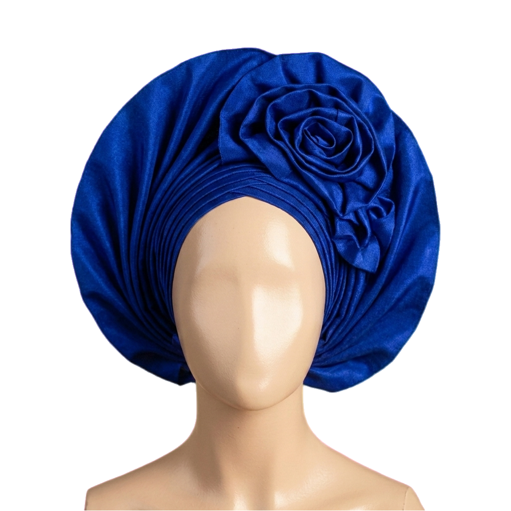 Blue rose-bloom gele