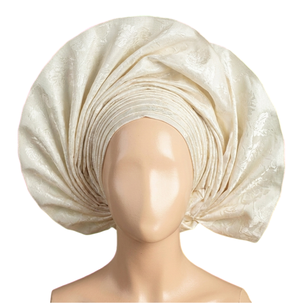 Ivory Bridal Dream — soft brocade bridal gele